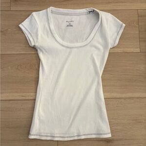 Pilcro Cream Short Sleeve Top